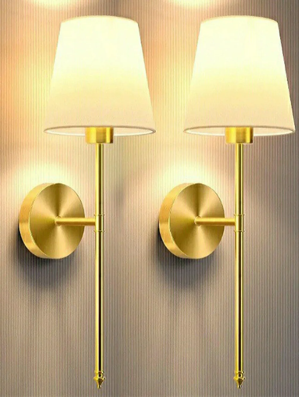JOFIOS Wireless Color Changing Battery Operated Gold Tone Wall Sconce Set Of 2